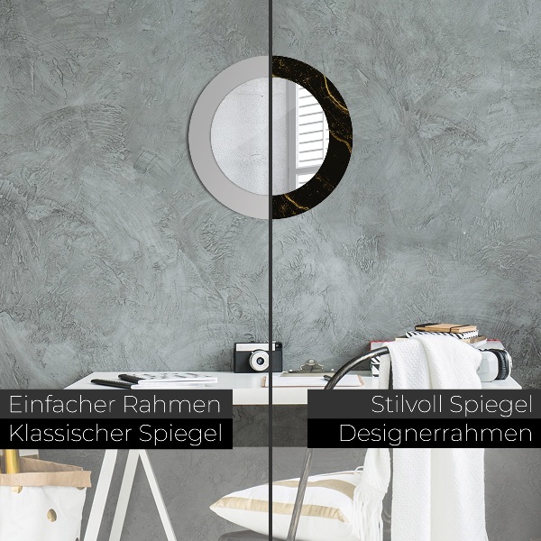 Ronde spiegel met decoratie Zwart marmer