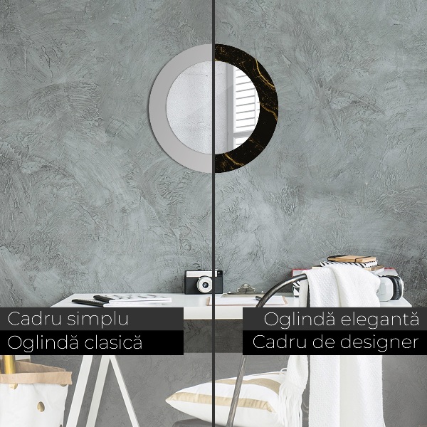 Ronde spiegel met decoratie Zwart marmer