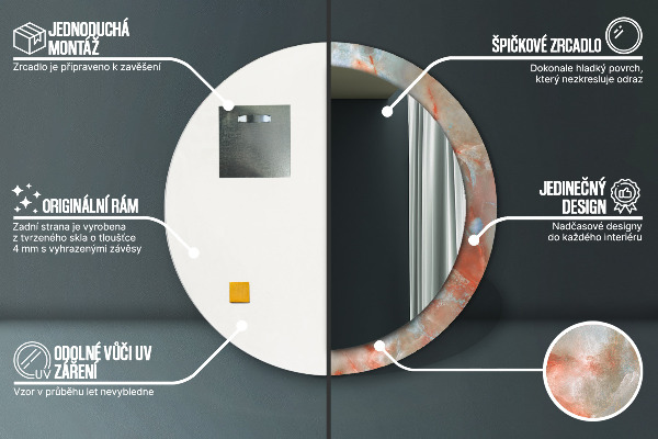 Bedrukte ronde spiegel Onyx-knikkers