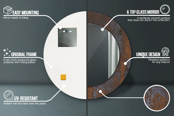 Ronde spiegel met decoratie Metaal rustiek