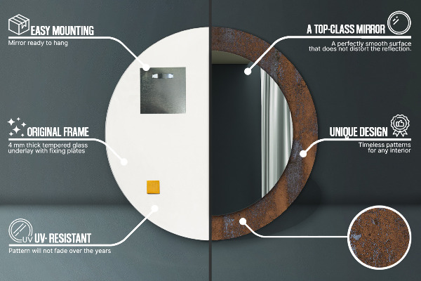 Ronde spiegel met decoratie Metaal rustiek