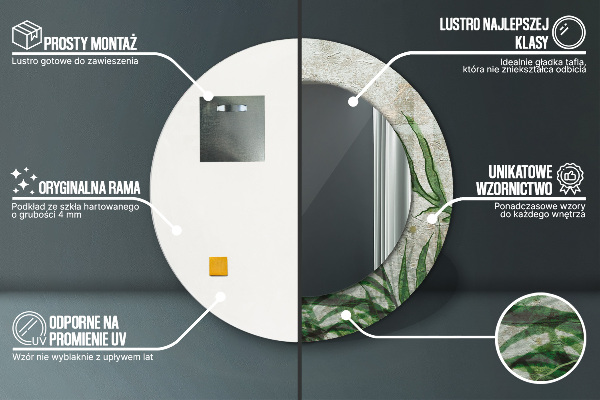 Bedrukte ronde spiegel Varen bladeren