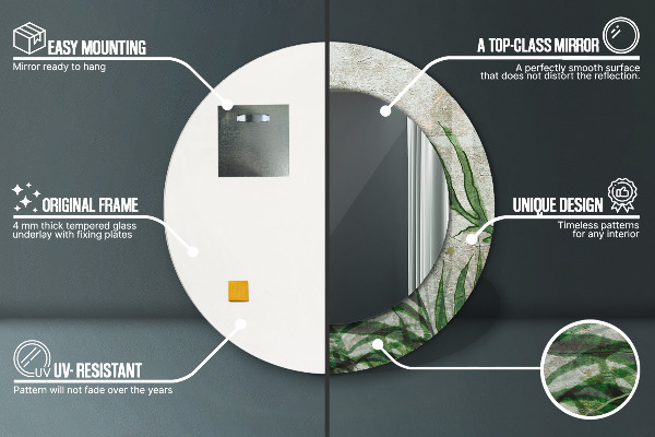 Bedrukte ronde spiegel Varen bladeren