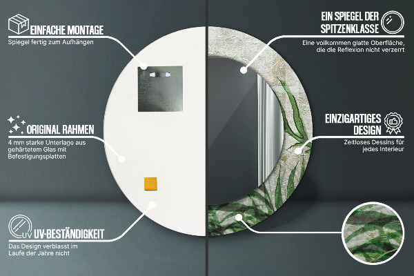 Bedrukte ronde spiegel Varen bladeren