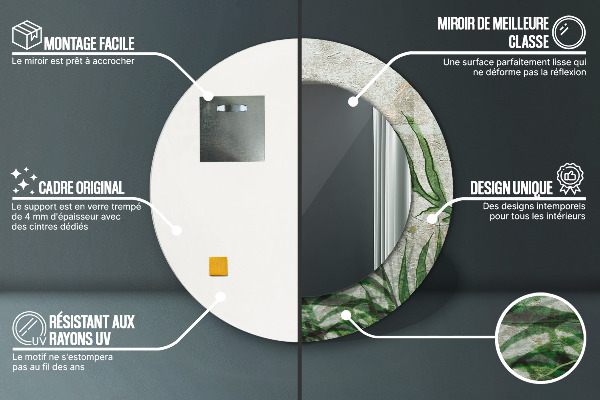 Bedrukte ronde spiegel Varen bladeren