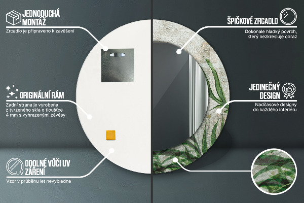 Bedrukte ronde spiegel Varen bladeren