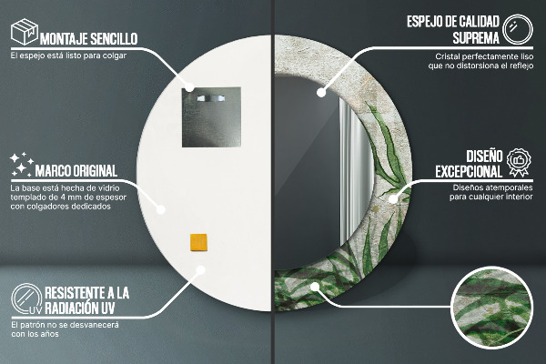 Bedrukte ronde spiegel Varen bladeren