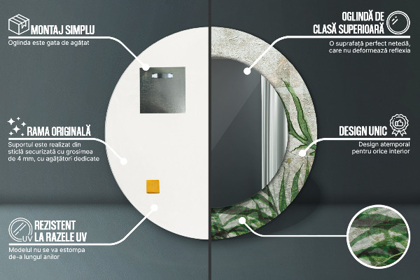 Bedrukte ronde spiegel Varen bladeren