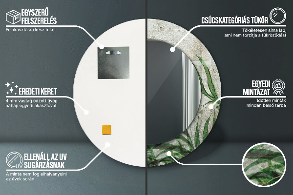 Bedrukte ronde spiegel Varen bladeren