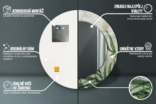 Bedrukte ronde spiegel Varen bladeren