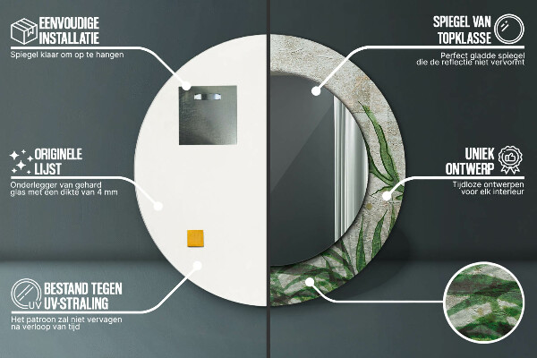 Bedrukte ronde spiegel Varen bladeren