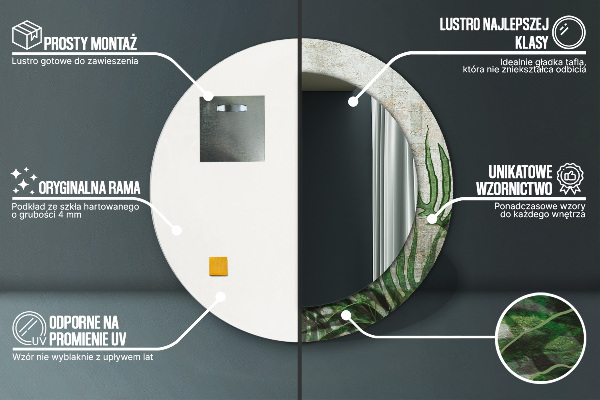 Bedrukte ronde spiegel Varen bladeren