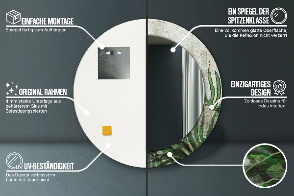 Bedrukte ronde spiegel Varen bladeren