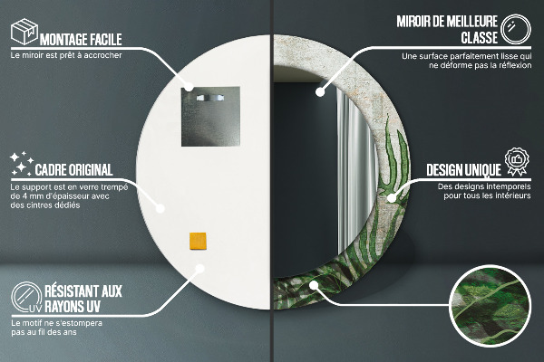 Bedrukte ronde spiegel Varen bladeren