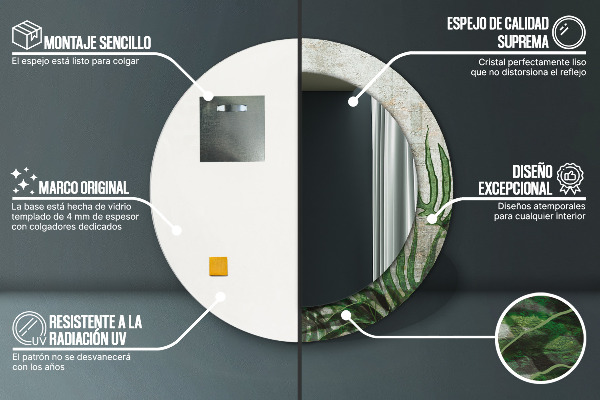 Bedrukte ronde spiegel Varen bladeren