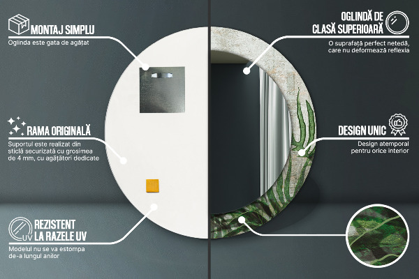 Bedrukte ronde spiegel Varen bladeren