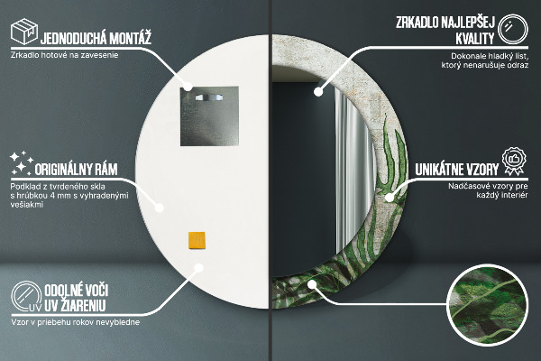 Bedrukte ronde spiegel Varen bladeren