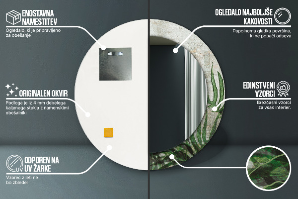 Bedrukte ronde spiegel Varen bladeren