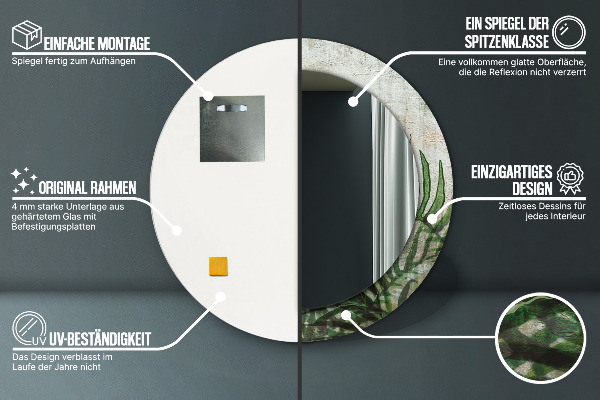 Bedrukte ronde spiegel Varen bladeren