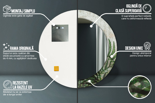 Bedrukte ronde spiegel Varen bladeren