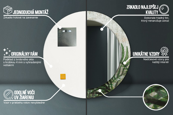 Bedrukte ronde spiegel Varen bladeren