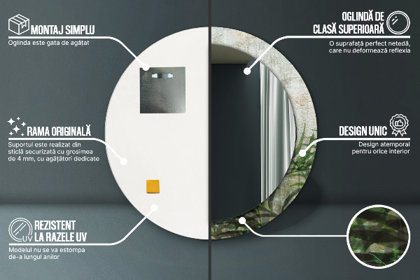 Bedrukte ronde spiegel Varen bladeren