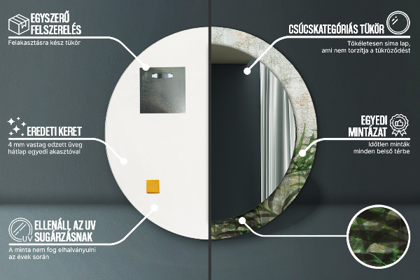 Bedrukte ronde spiegel Varen bladeren