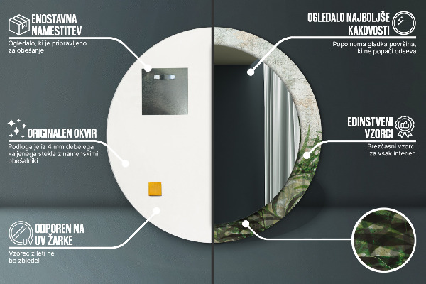 Bedrukte ronde spiegel Varen bladeren