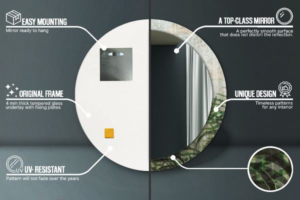 Bedrukte ronde spiegel Varen bladeren