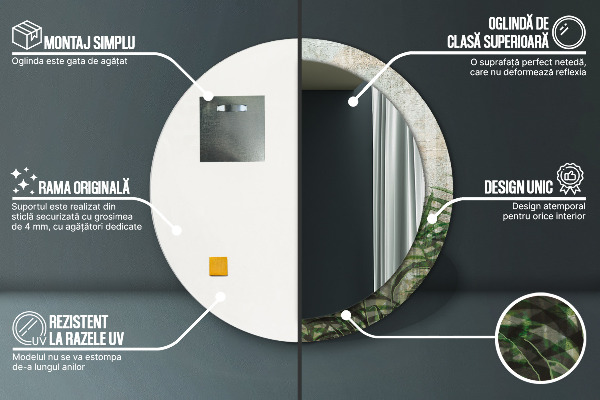 Bedrukte ronde spiegel Varen bladeren