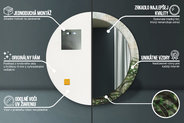 Bedrukte ronde spiegel Varen bladeren