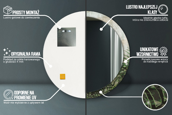 Bedrukte ronde spiegel Varen bladeren