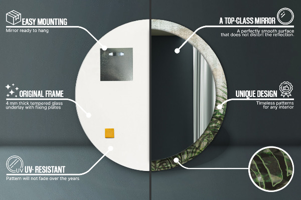 Bedrukte ronde spiegel Varen bladeren