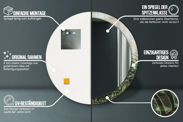 Bedrukte ronde spiegel Varen bladeren