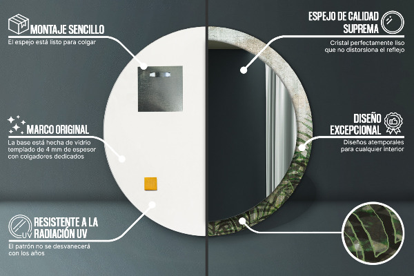 Bedrukte ronde spiegel Varen bladeren