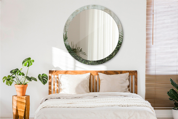 Bedrukte ronde spiegel Varen bladeren