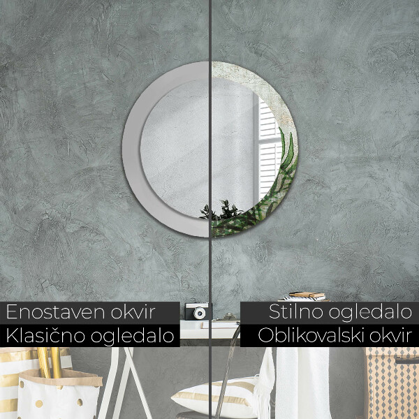 Bedrukte ronde spiegel Varen bladeren