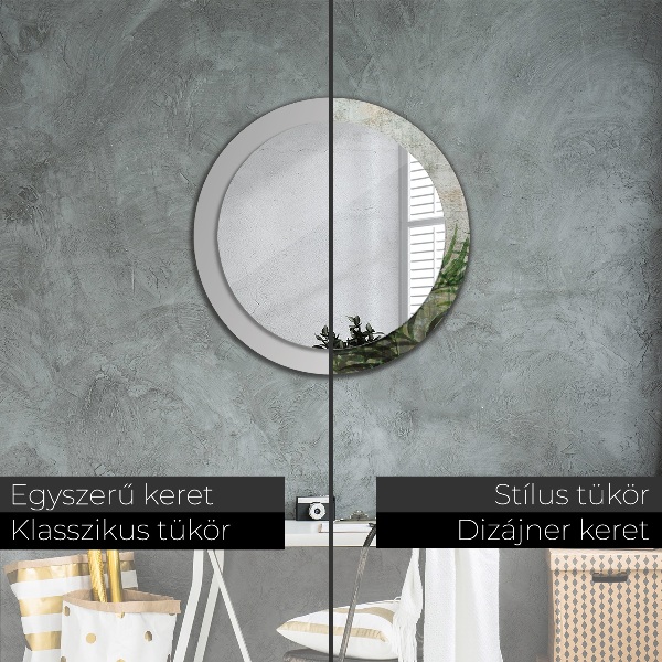 Bedrukte ronde spiegel Varen bladeren