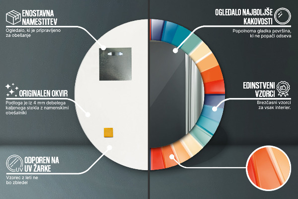 Ronde spiegel met decoratie Radiale concentrische strepen