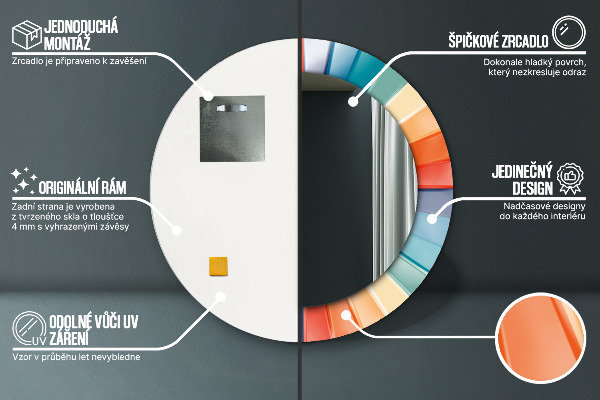 Ronde spiegel met decoratie Radiale concentrische strepen