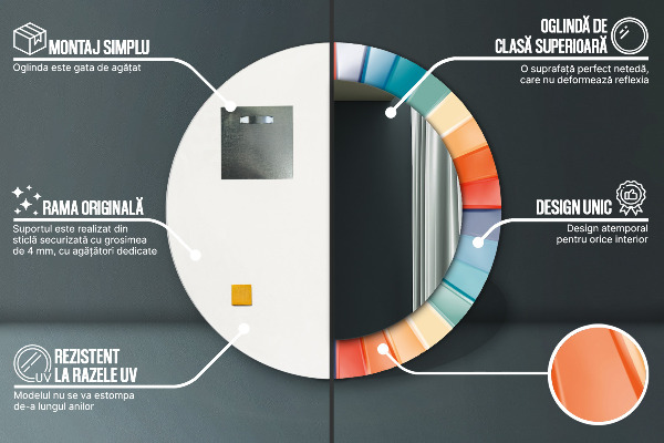 Ronde spiegel met decoratie Radiale concentrische strepen