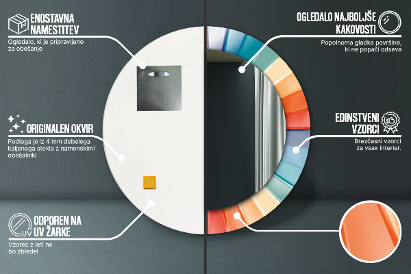 Ronde spiegel met decoratie Radiale concentrische strepen
