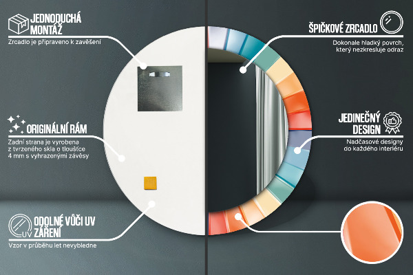 Ronde spiegel met decoratie Radiale concentrische strepen