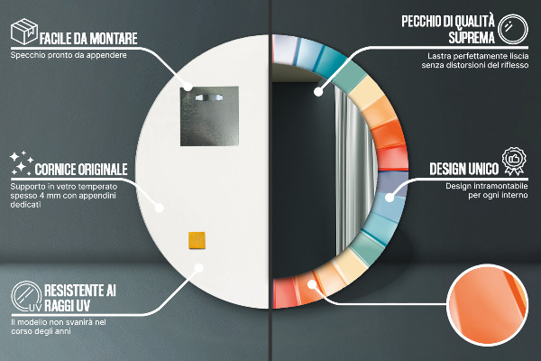 Ronde spiegel met decoratie Radiale concentrische strepen
