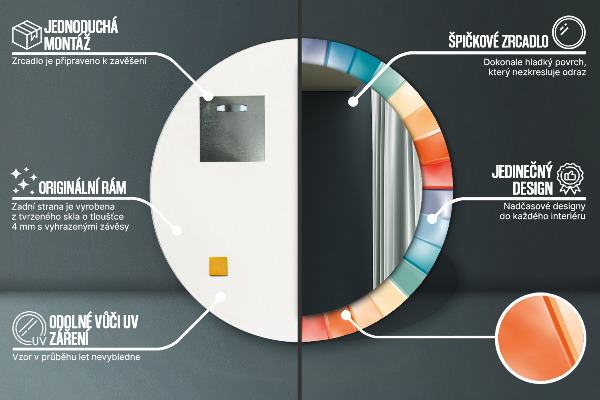 Ronde spiegel met decoratie Radiale concentrische strepen