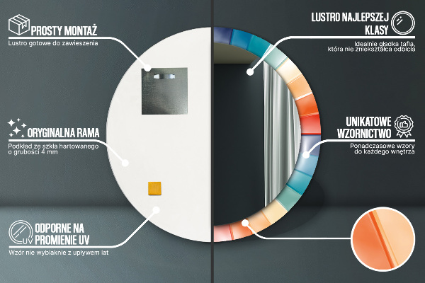 Ronde spiegel met decoratie Radiale concentrische strepen