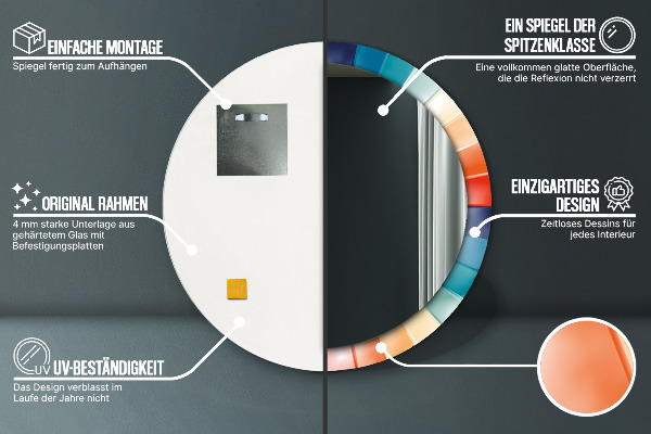 Ronde spiegel met decoratie Radiale concentrische strepen