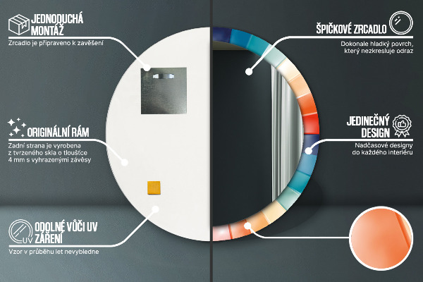 Ronde spiegel met decoratie Radiale concentrische strepen