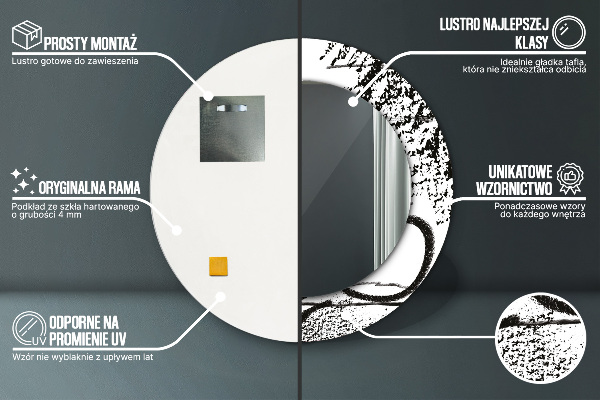 Ronde spiegel met bedrukte lijst Graffiti-patroon