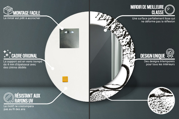 Ronde spiegel met bedrukte lijst Graffiti-patroon